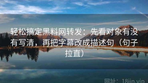 轻松搞定黑料网转发：先看对象有没有写清，再把字幕改成描述句（句子拉直）