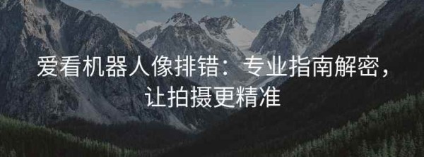 爱看机器人像排错：专业指南解密，让拍摄更精准